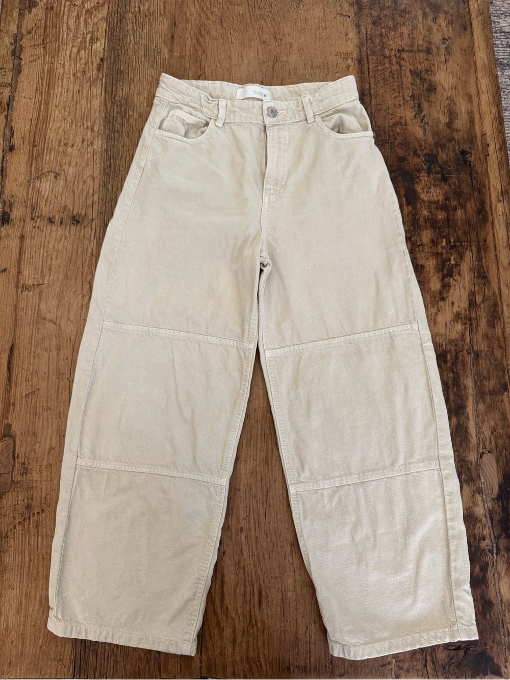 Zara Kids Cream/Ecru Jeans Size 11-12 152 Baggy Denim Pants